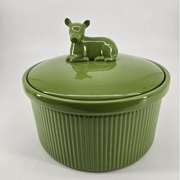 Martha Stewart Green Farmhouse Cow Handle 9" Casserole Dish - Picture 1 of 13